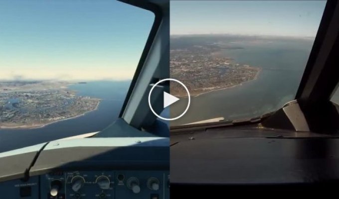Сравнительное видео современных авиасиммуляторов и реального полета. Посадка в Сан-Франциско