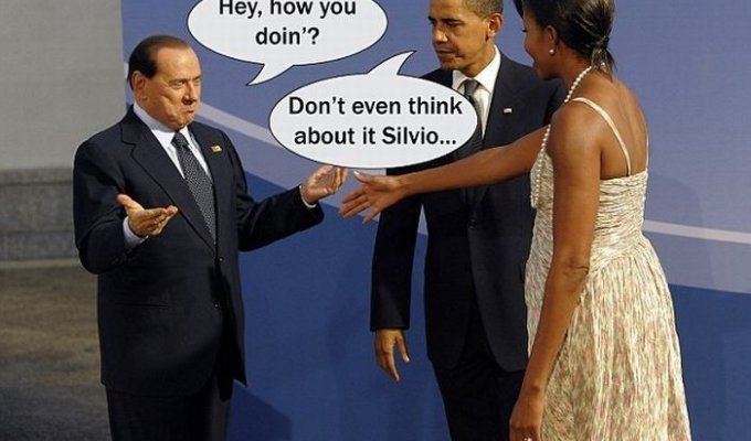 Мишель Обама продинамила Сильвио Берлускони (9 фото)