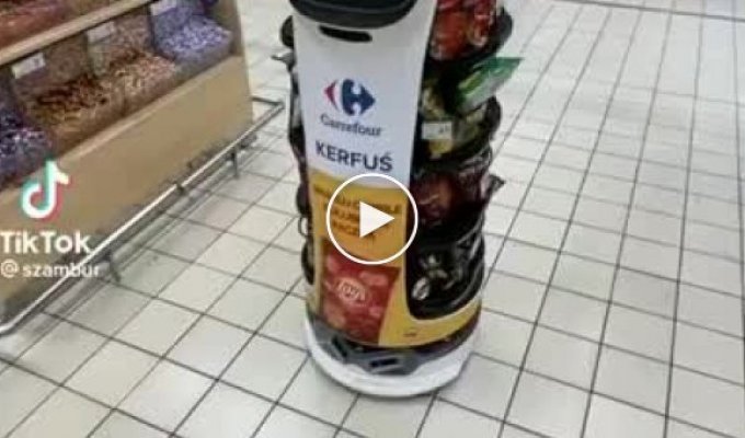 Неко-робот в польском супермаркете