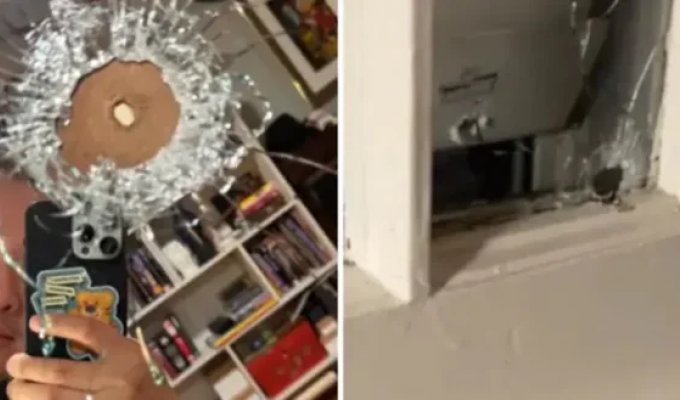 A bookcase saved a family from a stray bullet (2 photos + 1 video)