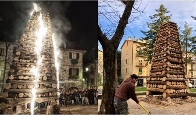 В Тоскане есть одна интересная традиция по сожжению деревянных пирамид (4 фото)