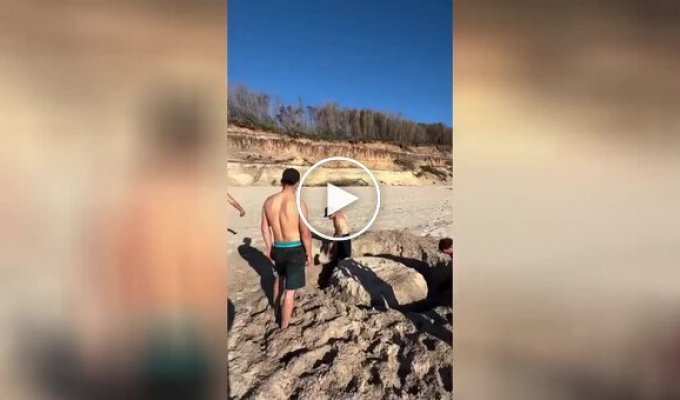 Компания друзей выкопала себе тусовочное место прямо на пляже