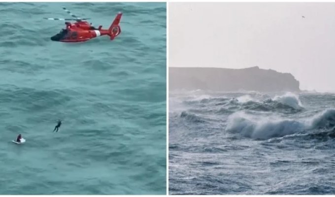 A man on a refrigerator rescued in America after a hurricane carried him 48 kilometers out to sea (1 photo + 2 videos)