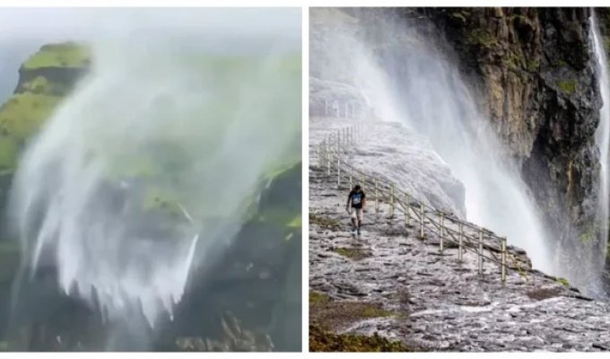 Reverse waterfalls - water rushing upwards (6 photos + 1 video)