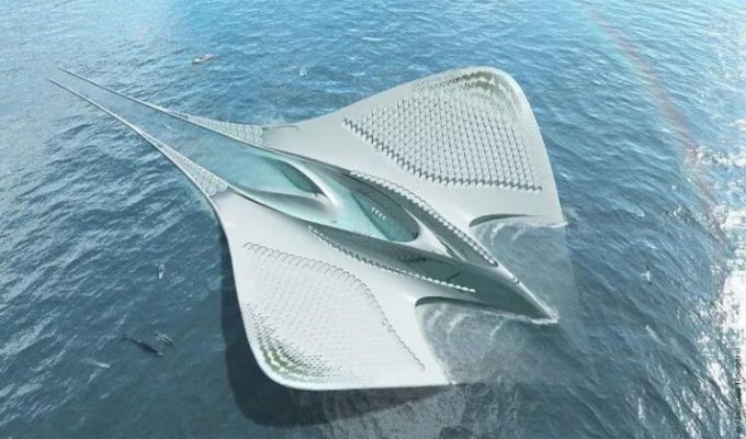 Amazing giant floating city in the shape of a stingray (4 photos)