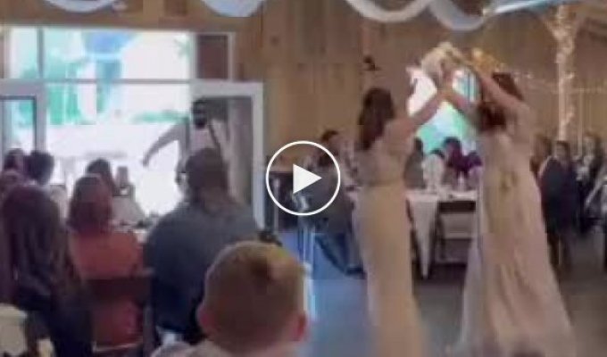 Showed how to slip under the wedding bouquet