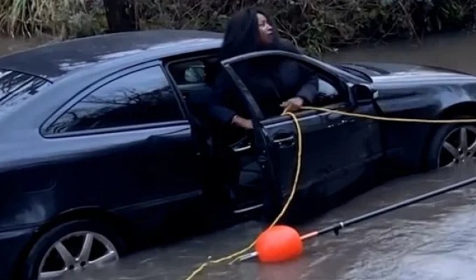 Паника в луже: пожарная команда «спасает» женщину, застрявшую на мелководье (4 фото + 1 видео)