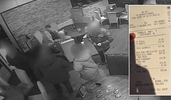 A gang of rich pensioners ran away from the restaurant without paying for dinner (5 photos + 1 video)