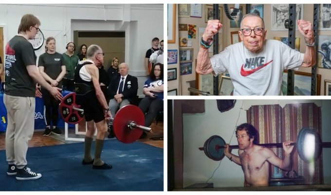 86-year-old Briton broke the world record for powerlifting in his category (8 photos + 1 video)