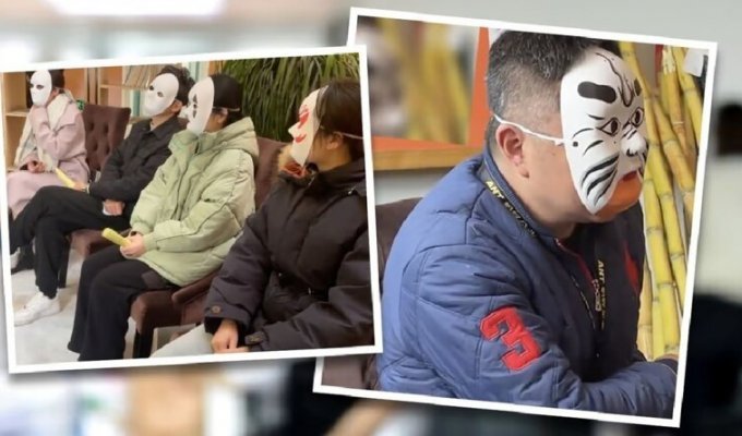 В Китае соискателям на собеседовании выдали маски, полностью закрывающие лицо (3 фото)