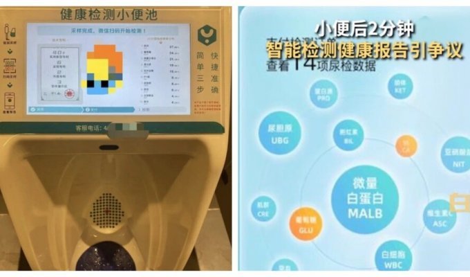 High-tech urinals appeared in the shopping center in China (4 photos)
