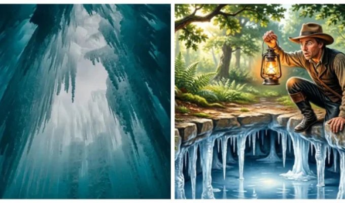 An ice mine that freezes only in summer: anomaly or mysticism? (11 photos)
