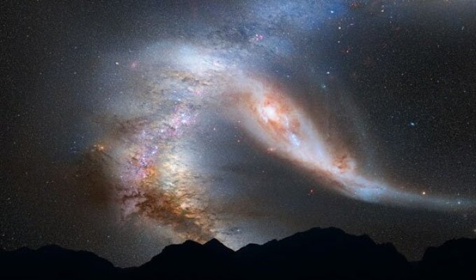 Столкновение Млечного Пути и Галактики Андромеды (2 фото + 1 видео)