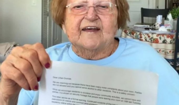 A 96-year-old grandmother from the US is about to be kicked out of a nursing home for too loud parties (2 photos)