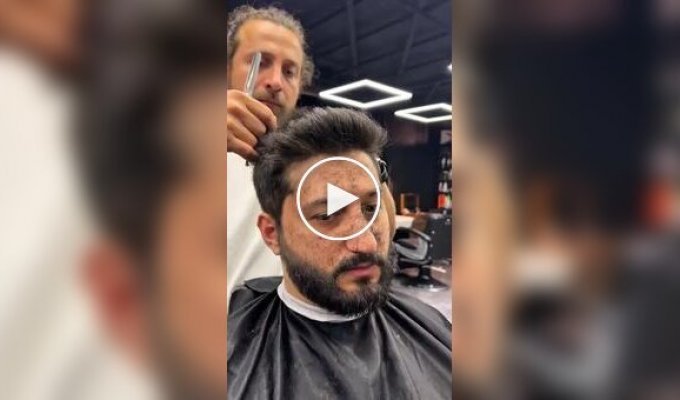 When a Barber Doesn't Notice the Trimmed Hair on a Client's Face