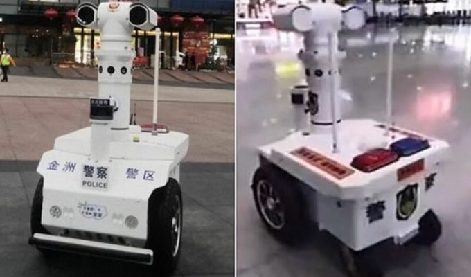 В Китае появились роботы-патрульные, которые проверяют температуру тела пешеходов (3 фото)