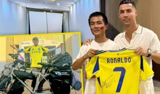 Overcame 13 thousand km: for the sake of one minute with Ronaldo, a fan rode a bicycle for 7 months (3 photos + 1 video)