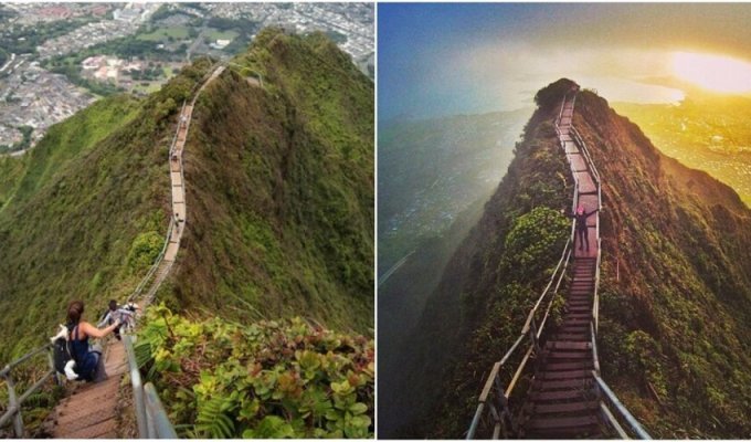 "Лестница в небеса": запрещённая тропа, которую облюбовали рисковые туристы (12 фото + 1 видео)