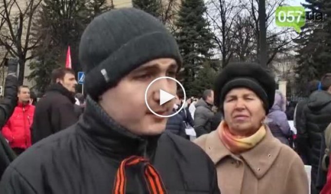 Шествие сторонников РФ в Харькове (16 марта 2014)
