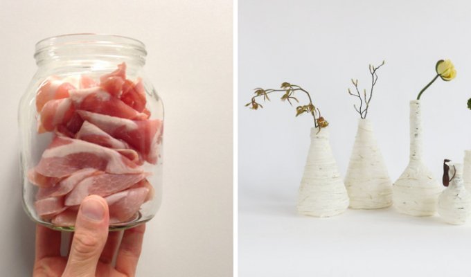 Оригинальные лампы и вазы, сделанные из просроченного мяса (12 фото)
