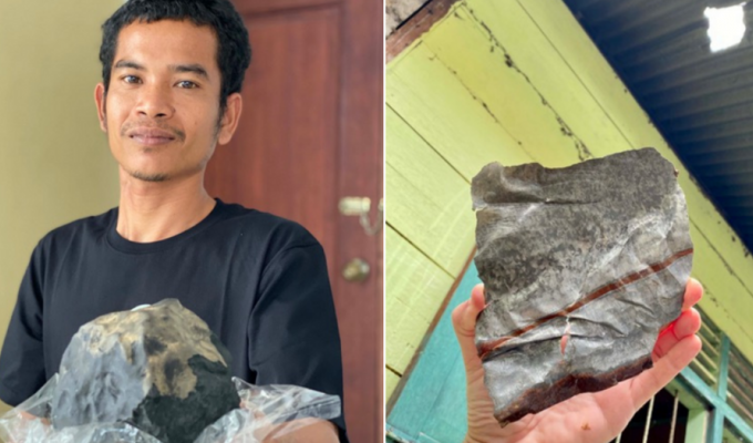 Метеорит, що впав, збагатив індонезійського трунаря (5 фото + 1 відео)