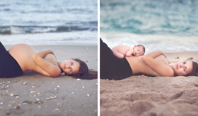 80 прекрасных фотографий мамочек до и после рождения малыша (87 фото)