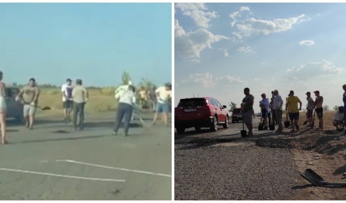 Жители Оренбурга самостоятельно отремонтировали аварийный участок дороги (4 фото + 1 видео)