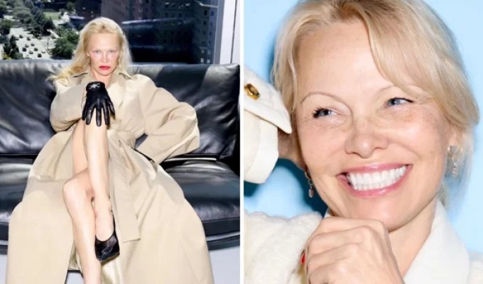 57-year-old Pamela Anderson starred in a photo shoot for Glamour magazine. As always, without makeup (7 photos)