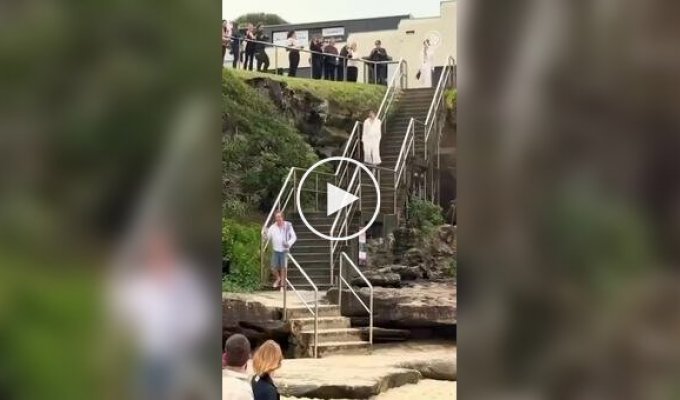 In Sydney, a man accidentally stumbled upon a fashion show while descending a staircase