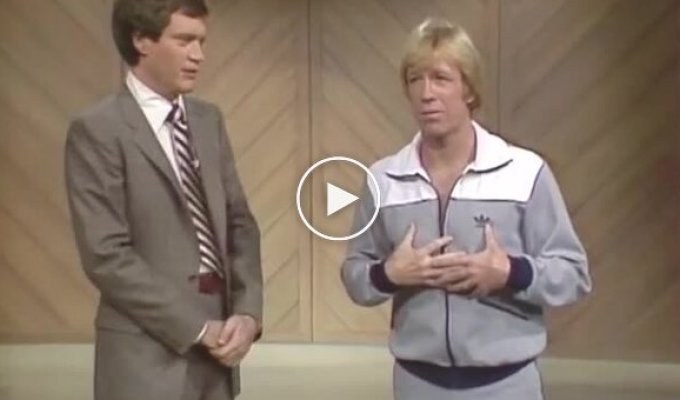 The presenter asked Chuck Norris to show how punches are shot in his films