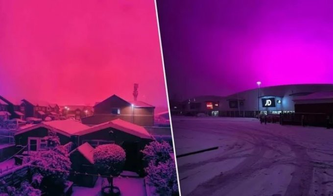 В британском Бирмингеме небо окрасилось в неоново-розовый цвет (6 фото + 1 видео)