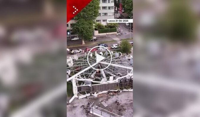 Ветер опрокинул колесо обозрения