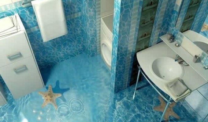 15 идей неповторимых 3D полов для ванной комнаты (15 фото)