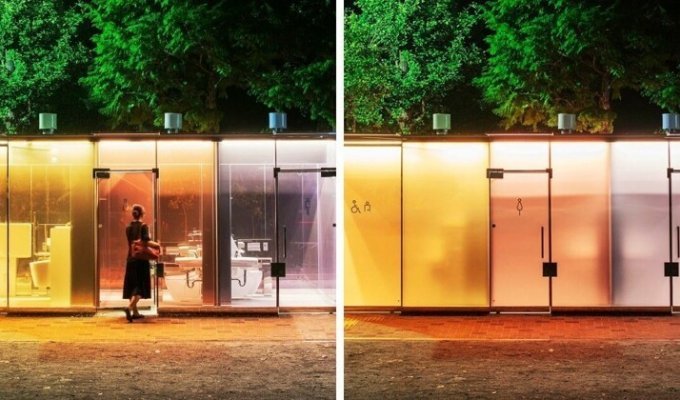 В Японии установили прозрачные туалеты с «умными» стёклами (6 фото)