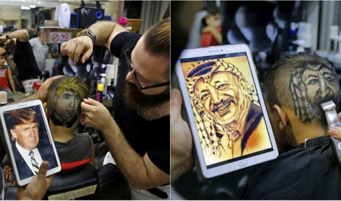 Сирийский парикмахер создает на головах своих клиентов необычные портреты (8 фото)