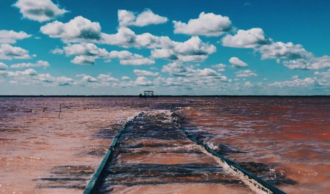 Where did the rails come from at the bottom of Lake Burlinskoye (6 photos)