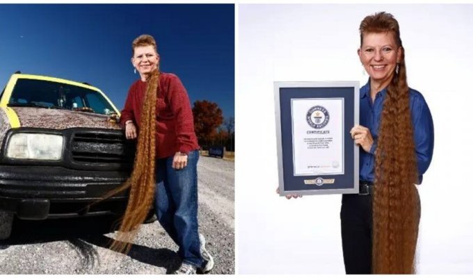 33 years without cutting the back of the head: an American got into the Guinness Book of Records for the longest mullet (3 photos + 3 videos)