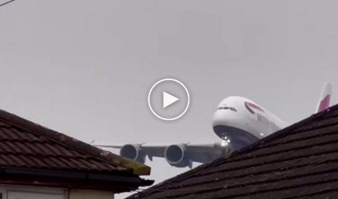 The giant A380, the largest passenger airliner in the world, comes in to land
