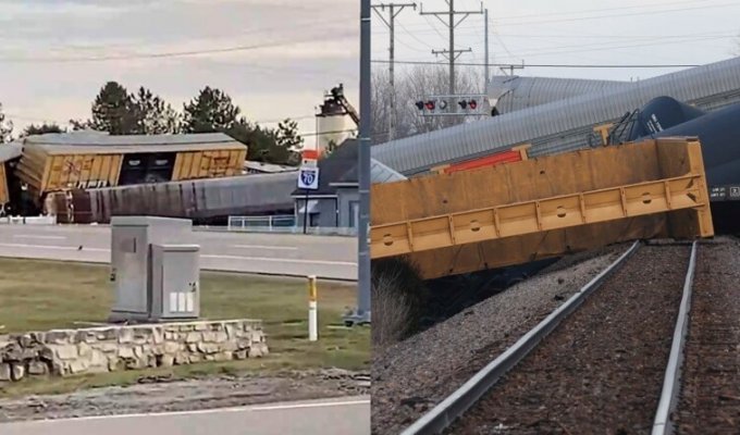 Another train derailed in Ohio (3 photos + 1 video)