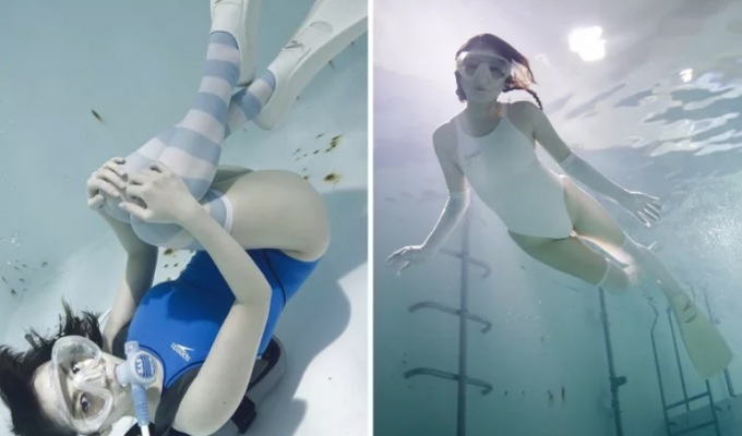 Новая мода на чулки для подводной съёмки сводит с ума японских мужчин (9 фото)