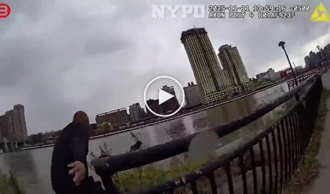 Полицейский Нью-Йорка прыгнул в ледяную реку, чтобы спасти подростка