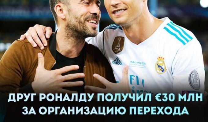 Cristiano Ronaldo's friend received 30 million euros for helping a football player