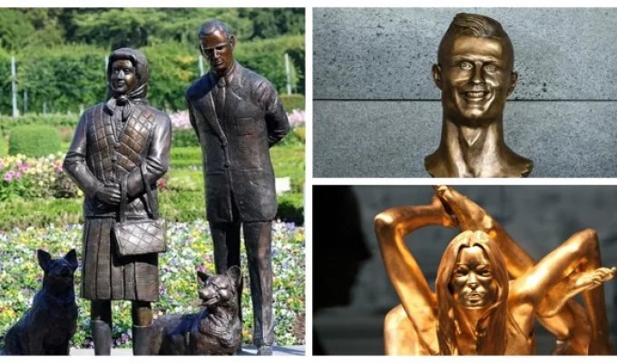 New monument to Queen Elizabeth and other ridiculous sculptures of celebrities (14 photos + 1 video)