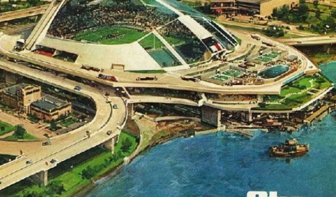 Как производитель лифтов Otis видел города будущего в рекламе 1975 года (5 фото)