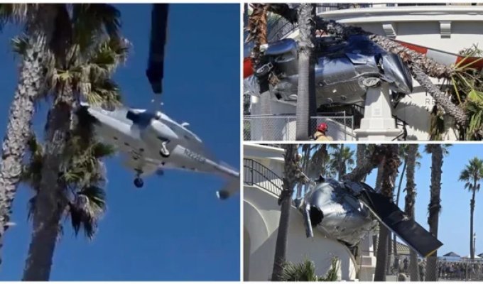 Вертолёт рухнул возле пляжа в Калифорнии (2 фото + 5 видео)