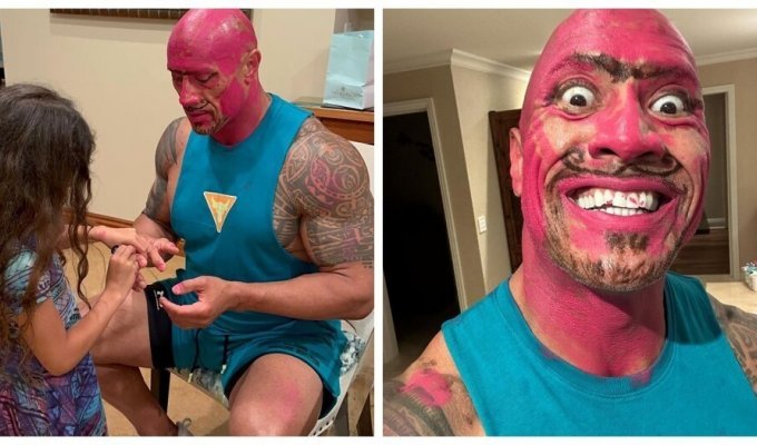 Dwayne "The Rock" Johnson showed his fans how much fun he spends time with his daughters (6 photos + 1 video)