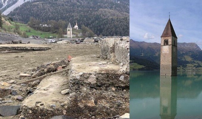 В Италии из-под воды появилась деревня, затопленная 70 лет назад (11 фото)