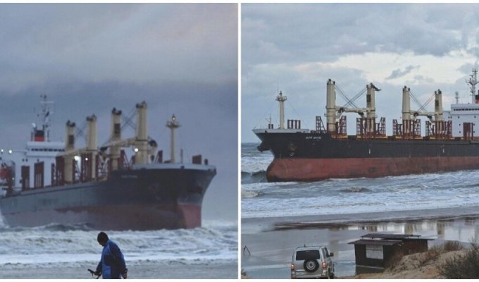 В Анапі на берег викинуло суховантажне судно "Blue Shark" з 2,8 тисячі тоннами ячменю (4 фото + 3 відео)