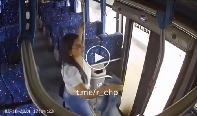 In Brazil, a girl was hit by a motorcyclist as she got off a bus