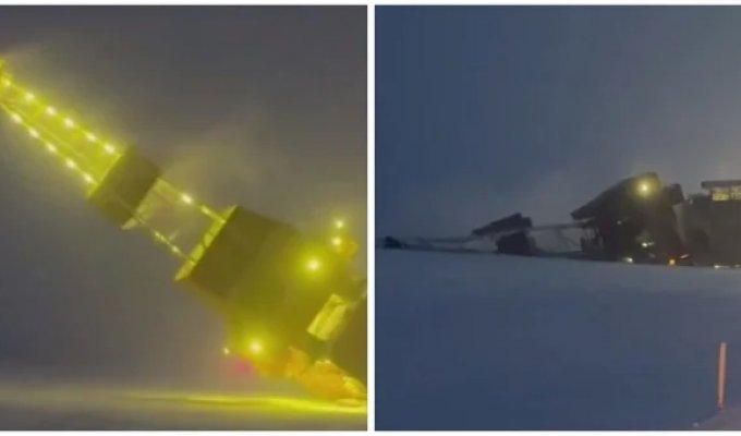 На Аляске рухнула крупнейшая в США мобильная буровая установка (3 фото + 1 видео)